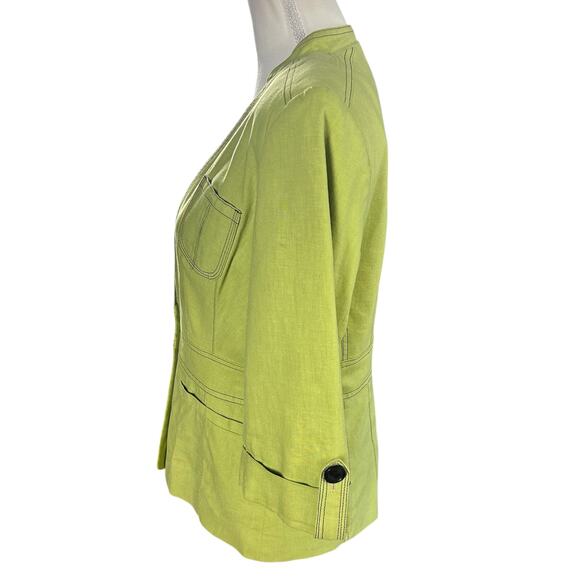 Signature by Larry Levine Jacket Women Size 8 Key Lime Green Pockets Office-wear - Picture 6 of 10
